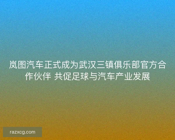 岚图汽车正式成为武汉三镇俱乐部官方合作伙伴 共促足球与汽车产业发展